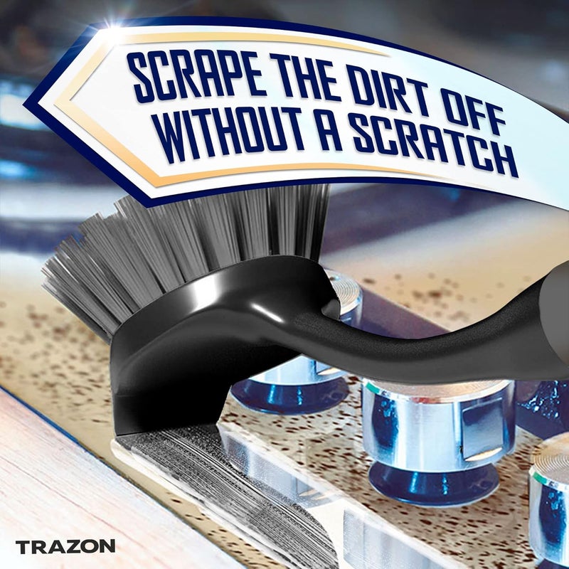 Trazon Dish Brush Set of 4 - Kitchen Scrub Brushes with Non-Slip Long Handle for Cleaning, Scrubber, Dishwashing, Dishes, Bottles, Straws, Cups, Pots & Sink, Black - Image 4